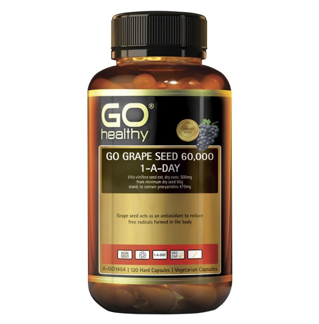特價-Go Healthy高含量葡萄籽60000mg 120粒 素食膠囊 效期08/2026