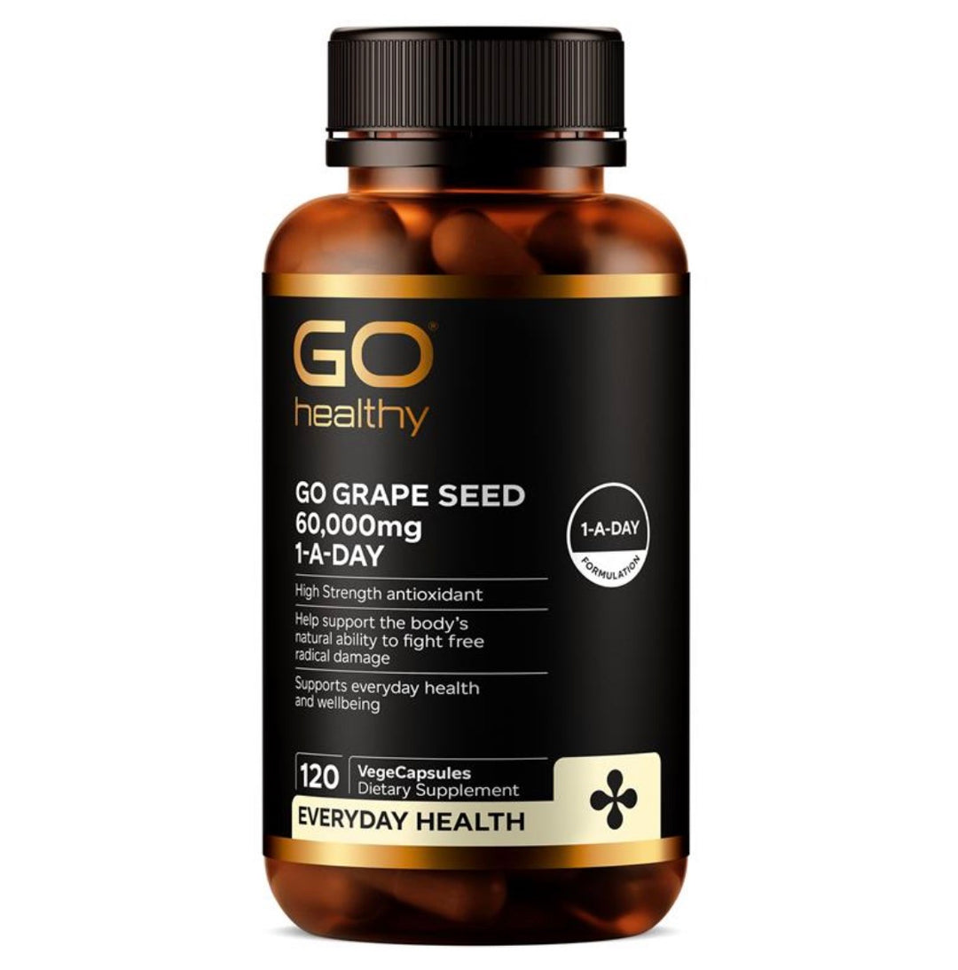 紐西蘭Go Healthy高含量葡萄籽60000mg 120粒素膠囊 效期10/2027