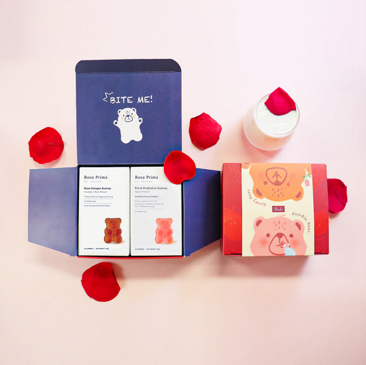 禮盒組-澳洲Unichi玫瑰小熊軟糖+益生菌小熊軟糖