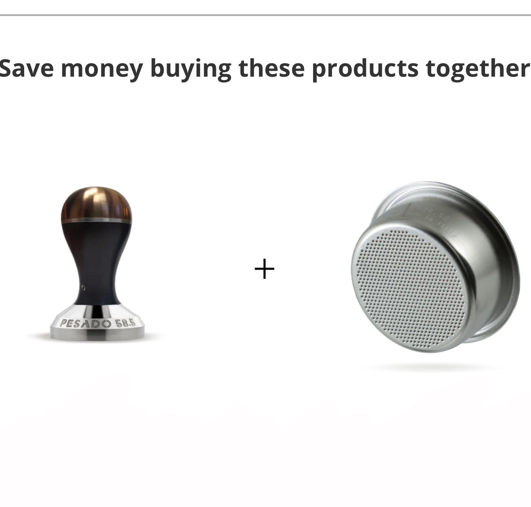 Pesado 58.5 Tamper+Filter Basket - Black & Bronze